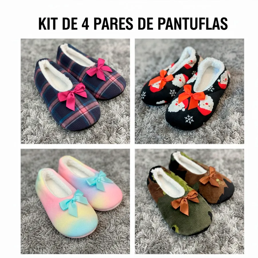 PANTUFLAS-01 KIT 4 PARES DE PANTUFLAS 6941